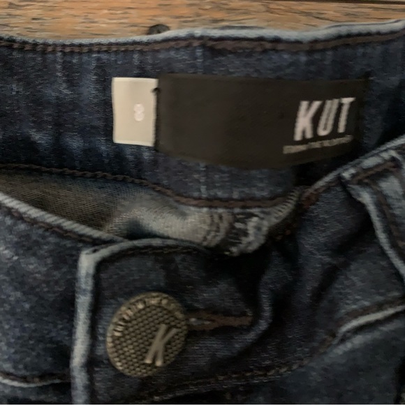 Women’s 8 KUT FROM THE KLOTH REESE Ankle Straight Leg Denim Striped Leg Jeans EC - Picture 3 of 15